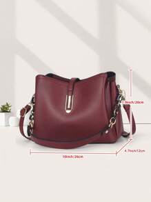 Borsa a tracolla di moda da donna, tinta unita, versatile, con stile elegante, regalo per la festa della mamma, borsetta essenziale per la mamma per uscire, migliori idee regalo per la festa della mamma, borsa bordeaux alla moda - Bordò - Visualizzare 6