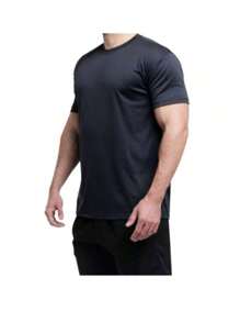 Men's DRY FIT T-Shirt Crew Neck Slim Fit Round Neck Short Sleeve Basic Casual Workout Gym Shirt - 黑色 - 查看 7
