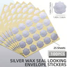 100/200/400 con dấu sáp dập nổi màu vàng hình trái tim dùng làm con dấu phong bì cho thiệp mời đám cưới/thiệp chúc mừng/quà tặng tiệc, tự dán, giáng sinh, ngày lễ tình nhân - Bạc - Xem 17