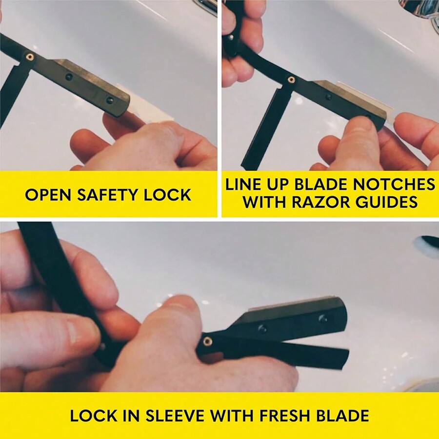 Men's Straight Edge Razor Barber Style Straight Razor Set With