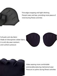 1 Par de Luvas de Fitness, Estilo de Proteção da Palma, Adequado para Halteres de Academia, Levantamento de Peso e Outros Esportes de Fitness, Proteção da Palma Resistente ao Desgaste, Luvas de Fitness Sem Dedos Respiráveis - Multicolorido - Visão 3