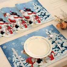 1 cái/4 cái/6 cái Miếng lót đĩa vải lanh Giáng sinh, Người tuyết, Cây thông Noel, Bông tuyết, Ông già Noel, Hoa văn tuần lộc, Miếng lót đĩa bền cho gia đình, nhà hàng và phòng ăn, Đồ trang trí nhà Giáng sinh - Nhiều màu - Xem 5