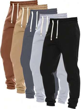 New Men Athletic Drawstring Sweatpants With Pockets, Slim Fit Suitable For Outdoor Sports In Spring And Autumn