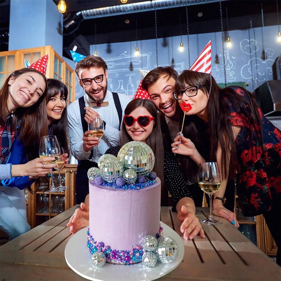 1pcDisco Ball Cake Mirror Ball Cake Decoration PlugIn Disco Ball With