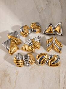 1 paire Boucles d'oreilles géométriques, Boucles d'oreilles en acier de titane exquises à double anneau, Boucles d'oreilles minimalistes en forme de croix, Petits anneaux de deux couleurs, Cadeaux quotidiens pour Noël et fêtes