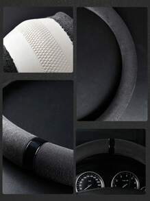 1pc Sheepskin Plush Auto Steering Wheel Cover, Anti-Slip Circular Steering Wheel Protector - one-size - View 6