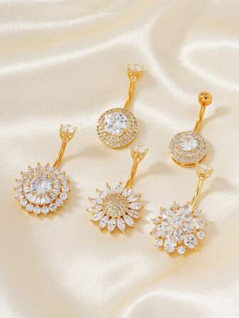 1 st mode lyxiga blomformade navelpiercing smycken med zirconia stenar Alla hjärtans dag, mamma, mor, mors dag, present