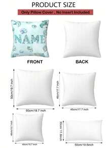 1件定制个性化姓名印花枕套，定制姓名枕头，海洋、美人鱼、海豚、海龟图案，特殊字体，单面印花，枕套，生日礼物，日常礼物，可定制照片枕套，送给家人、朋友和自己的好礼物，圣诞礼物枕头，送给男女朋友的礼物，家庭礼物，生日礼物 - 藍色 - 查看 4