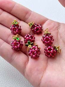 1pc Natural Garnet Shape DIY Accessories Pendant Jewelry Making Bracelet Necklace Matching Beads Handmade Braid Small Drip Carved Gemstones Jewelry Accessories - Pomegranate - View 1