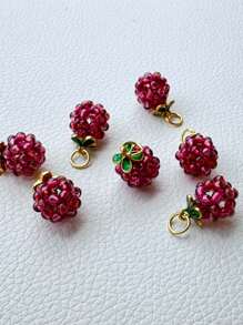 1pc Natural Garnet Shape DIY Accessories Pendant Jewelry Making Bracelet Necklace Matching Beads Handmade Braid Small Drip Carved Gemstones Jewelry Accessories - Pomegranate - View 2