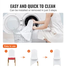 50 Pcs White Chair Covers Polyester Spandex Chair Cover Stretch Slipcovers For Wedding Party Dining Banquet Flat-Front Chair Covers - 白色 - 查看 6