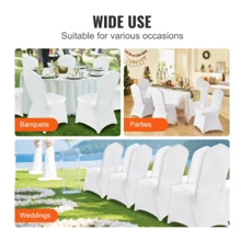 50 Pcs White Chair Covers Polyester Spandex Chair Cover Stretch Slipcovers For Wedding Party Dining Banquet Flat-Front Chair Covers - 白色 - 查看 4