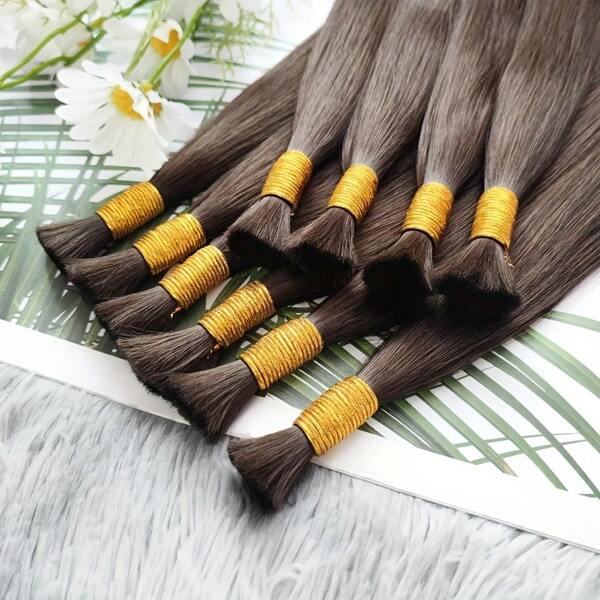 1 Piece Bulk Human Hair Straight Hair For Braiding No Weft Hair Extensions Color #2 Remy Human Hair Bulk Hair 1Bundles/50g For Braiding