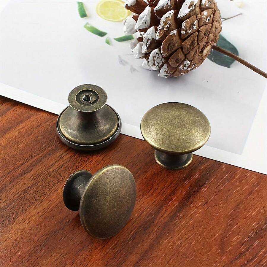 10pcs Vintage Knobs 1.18inch Drawer Closet Knobs Bronze Round