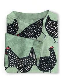 Maglione stile casual oversize con grafica di gallo