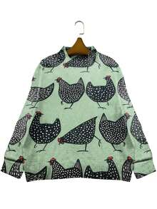 Maglione stile casual oversize con grafica di gallo