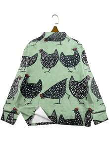 Maglione stile casual oversize con grafica di gallo