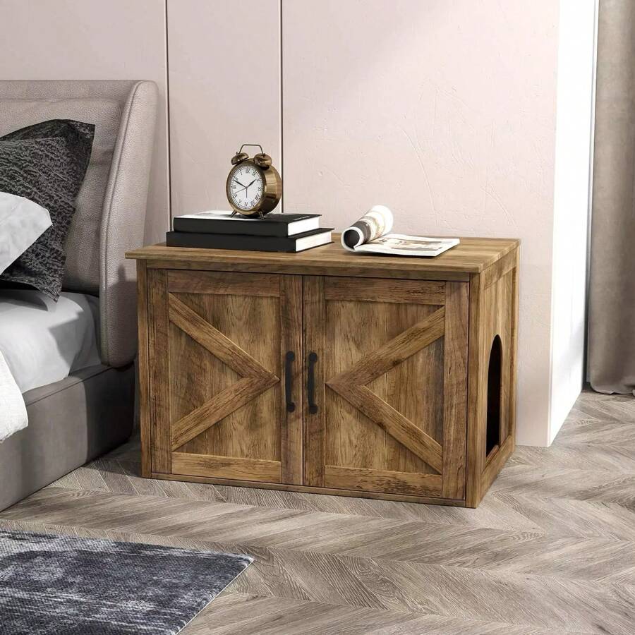 Harmijoy Cat Litter Box Enclosure, Hidden Litter Box Enclosure With