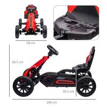 HOMCOM Pedal Go Kart For Kids 3-8 Years With 4-Position Adjustable Seat And EVA Wheels, 100x58x58.5 Cm - Red - View 4