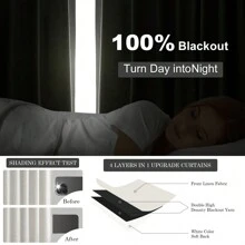 Topfinel 4 Panels Curtains Cream OliveGreen Natural Linen Curtains Winter 100% Blackout Thermal Sound Insulated , Ring Clips Back Tab Track System  Hook Belt For Living Room Bedroom Office New Year Home Decor - màu sắc tự nhiên - Xem 6