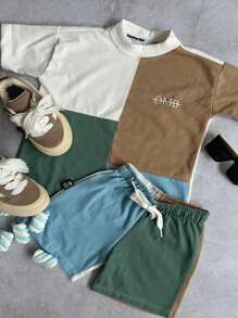 CONJUNTO SHORTS INFANTIL MENINO COLORIDO VERÃO