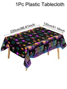1 cái, Khăn trải bàn bằng nhựa tiệc mừng năm mới 2025, 130*220cm Đồng hồ pháo hoa vàng đen Thiết kế bóng bay Khăn trải bàn dùng một lần hình chữ nhật cho đồ trang trí đêm giao thừa 2025, Phòng ăn tiệc mừng năm mới Trang trí bàn bếp, Giáng sinh - Nhiều màu - Xem 16