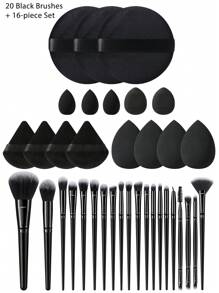 44件套化妆刷套装，包含眼影刷、眉刷、粉底刷、散粉刷、腮红刷、遮瑕刷和高光刷，采用柔软的合成毛制成，适合日常化妆。 - 黑色 - 查看 5