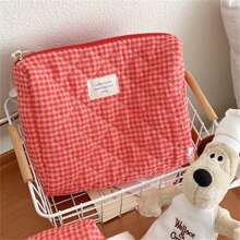 Túi trang điểm kẻ sọc dành cho nữ phong cách Hàn Quốc, Túi đựng mỹ phẩm mềm dung tích lớn du lịch 1Pc, Túi trang điểm Túi trang điểm Túi chăm sóc da Túi vệ sinh Đóng gói, Đồ du lịch cần thiết Đồ cần thiết cho ký túc xá, Quà tặng phù dâu đám cưới, Quà tặng cho mẹ, Quà tặng sinh nhật, Quà tặng cho bạn bè và giáo viên, Trang trí nội thất, Phòng tắm, Phòng khách, Trang trí phòng ngủ, Dụng cụ sắp xếp phòng tắm, Dụng cụ sắp xếp trang sức, Dụng cụ sắp xếp dầu môi, Dụng cụ đựng sơn móng tay Hộp đựng đồ trang điểm Hộp đựng đồ trang điểm - Màu Hoa hồng đỏ - Xem 5