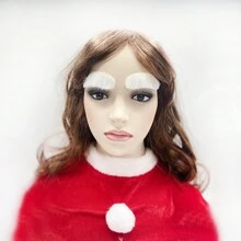 1 件圣诞装饰配件，圣诞老人胡须面具，圣诞帽服装，圣诞派对角色扮演装饰，圣诞节节日装饰，享受节日气氛 - 彩色 - 查看 5