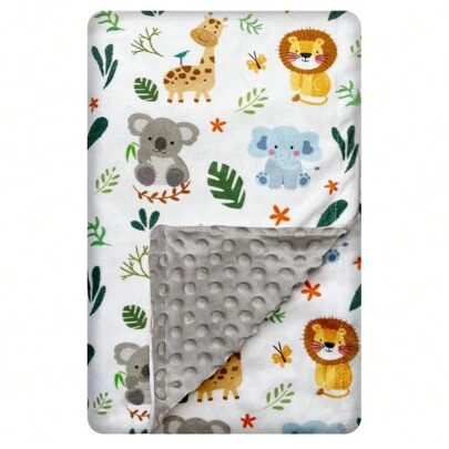 Manta para bebé niños y niñas de doble capa de peluche suave Minky con respaldo con puntos, manta para bebé, recién nacido, regalo para la ducha (diseño de animal lindo, 30 X 40 pulgadas), amor de San Valentín