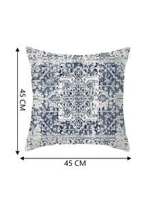 1 Stück Kissenbezug im Boho-Stil, dekoratives Kissenüberzug mit Muster, blauer Teppich Leinen Landhaus Sofa Couch Outdoor Kissenbezug, 45x45cm (ohne Kissenfüllung)