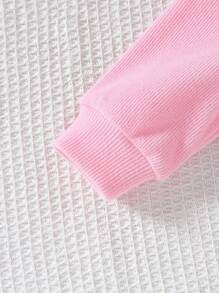 3pcs/Set Baby Girls' Simple Solid Turtleneck Drop Shoulder Long Sleeve Tops, Spring Autumn - Multicolor - View 4