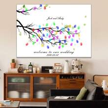 1 Stück Kreative Fingerabdruck DIY Finger Malerei Hochzeitsfeier Firmen Jahrestreffen personalisierter Fingerabdruck Anmeldung Baum, erhöht den Spaß, dekorative Malerei, Wohnzimmer, Schlafzimmer, Dekorationsposter, denkwürdig, bedeutungsvoll, Leinwand, ohne Rahmen, Valentinstag, Valentinstag Dekoration, Multifunktional, schimmelresistent, ornamental, exquisit, stilvolle, ideale Geschenke für sie, ihn, Freund, Freundin, Vater, Mutter, Familie, Freunde, Küche, Esszimmer, Schlafzimmer, Büro, Wohnzimmer, Zuhause, Garten, Teeraum, für Jahrestage, für Geburtstage, für Einweihung, für Abschluss, Weihnachtsdekoration, Herbst Zuhause Auffrischung, skandinavisch gemütliches Zuhause, warme Atmosphäre