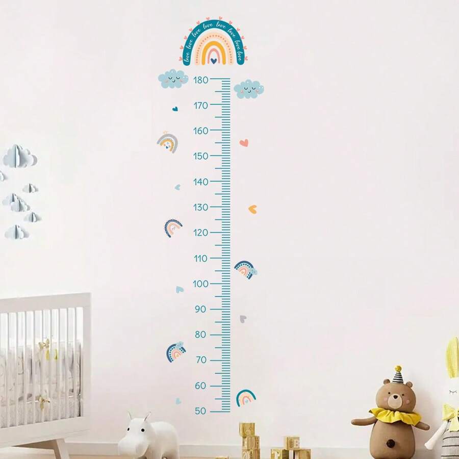 1set Cartoon Cute Rainbow Height Measurement Wall Stickers, Self