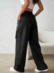 Effen kleur hoge taille brief print patroon casual taps toelopende broek
