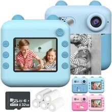 儿童相机即时打印，带打印相纸的儿童相机，适合 6 岁以上女孩的玩具，适合 6 岁以上儿童的幼儿数码相机 - 多色 - 查看 12