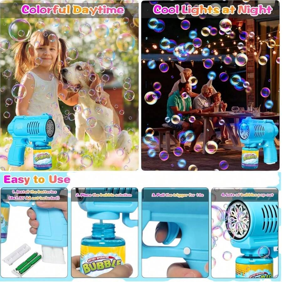 Soap Bubble Gun Air Bubble Maker 10 Holes Automatic Machine Battery