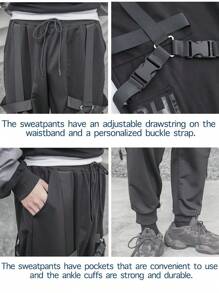 Men's Techwear Clothing Hip Hop Pants Black Streetwear Gothic Sweatpants Tactical Cargo Pants For Men - 黑色 - 查看 3