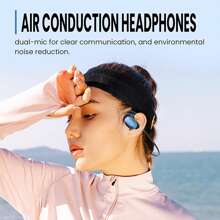 Wireless OpOpen Ear Air Conduction Wireless 5.3 Headphones With Deep Bass, Noise Cancelling And Comfortable Wearing, Sports Earbuds, Suitable For Gym, Workout, Running, Cycling, Dual Microphone Noise Cancelling Headphones, 360° Foldable Sports Running Wireless Headphones Magnetic Charging - 黑色 - 查看 7