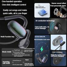 Wireless OpOpen Ear Air Conduction Wireless 5.3 Headphones With Deep Bass, Noise Cancelling And Comfortable Wearing, Sports Earbuds, Suitable For Gym, Workout, Running, Cycling, Dual Microphone Noise Cancelling Headphones, 360° Foldable Sports Running Wireless Headphones Magnetic Charging - 黑色 - 查看 5