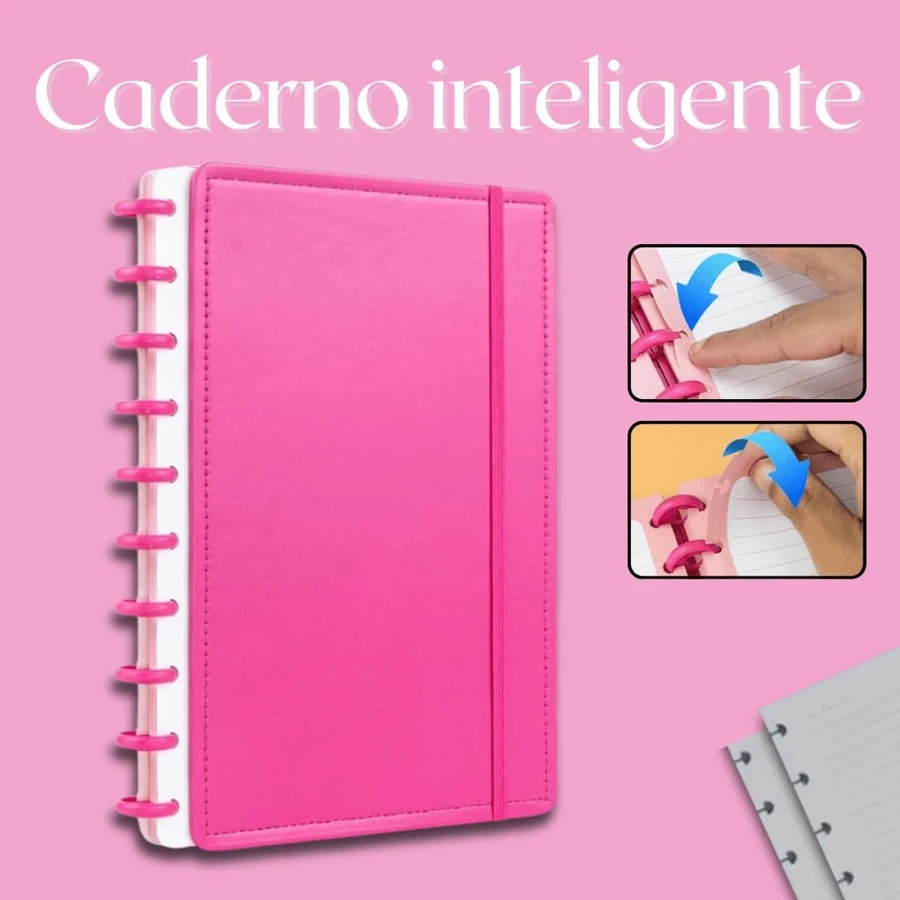 Smart Notebook Hardcover In Leatherette Notes Planning Notes Ruled Disc Cute Stationery - Hồng có co giãn - Xem 1