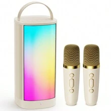 JYX Máquina de karaoke para niños y adultos, máquina de karaoke portátil con 2 micrófonos de karaoke Bluetooth, mini máquina de karaoke con luces LED, juguete de regalo para niñas y niños.