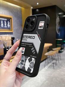 1 pieza Funda de teléfono con patrón de tecnología de proyector antihuellas, textura de lija negra compatible con Apple///Redmi/Infinix/Vivo - Beis - Ver 5