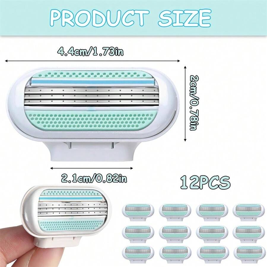 12 PCS Replacement Razor Blades, Extra Smooth Women's Razor Blade