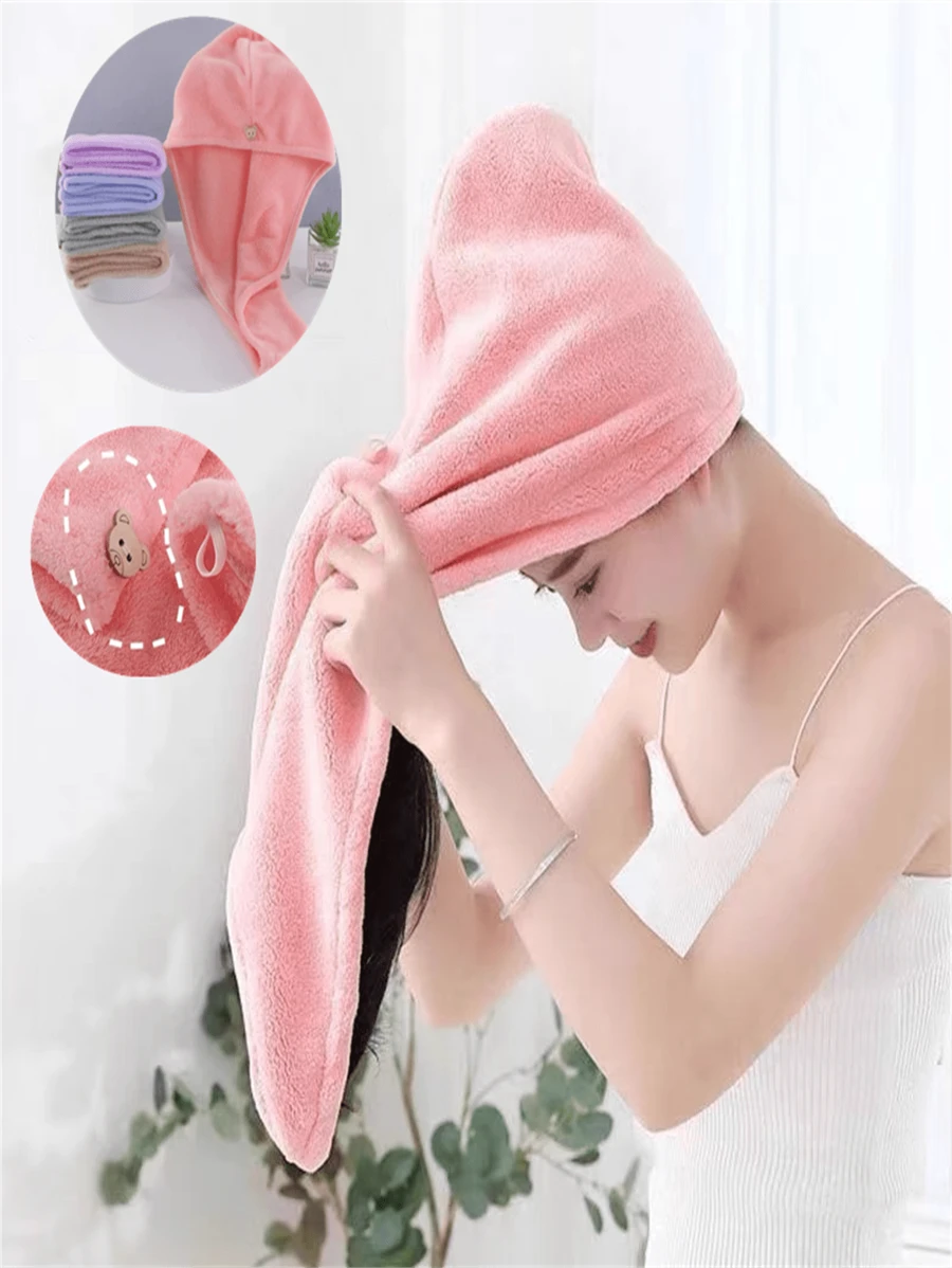 Thick Magic Towel For Drying Hair Fast Microfiber Bath Cap Home Promotion - 隨機的 - 查看 1
