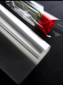 1/2 Rollo de envoltorio de celofán transparente, papel para envolver ramos de flores transparente, papel de envolver a prueba de polvo de plástico para cestas de regalo, flores, manualidades, aperitivos y dulces