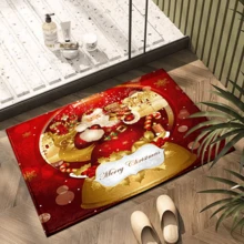 1 chiếc Thảm bếp bằng len giả họa tiết quả cầu pha lê vàng hình ông già Noel vui vẻ in hình Giáng sinh, Thảm chống trượt TPR đáy chống trượt cho phòng tắm, Trang trí nhà cửa, Trang trí nhà bếp, Trang trí Giáng sinh, Trang trí Giáng sinh - Nhiều màu - Xem 6