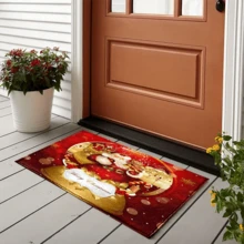 1 chiếc Thảm bếp bằng len giả họa tiết quả cầu pha lê vàng hình ông già Noel vui vẻ in hình Giáng sinh, Thảm chống trượt TPR đáy chống trượt cho phòng tắm, Trang trí nhà cửa, Trang trí nhà bếp, Trang trí Giáng sinh, Trang trí Giáng sinh - Nhiều màu - Xem 2