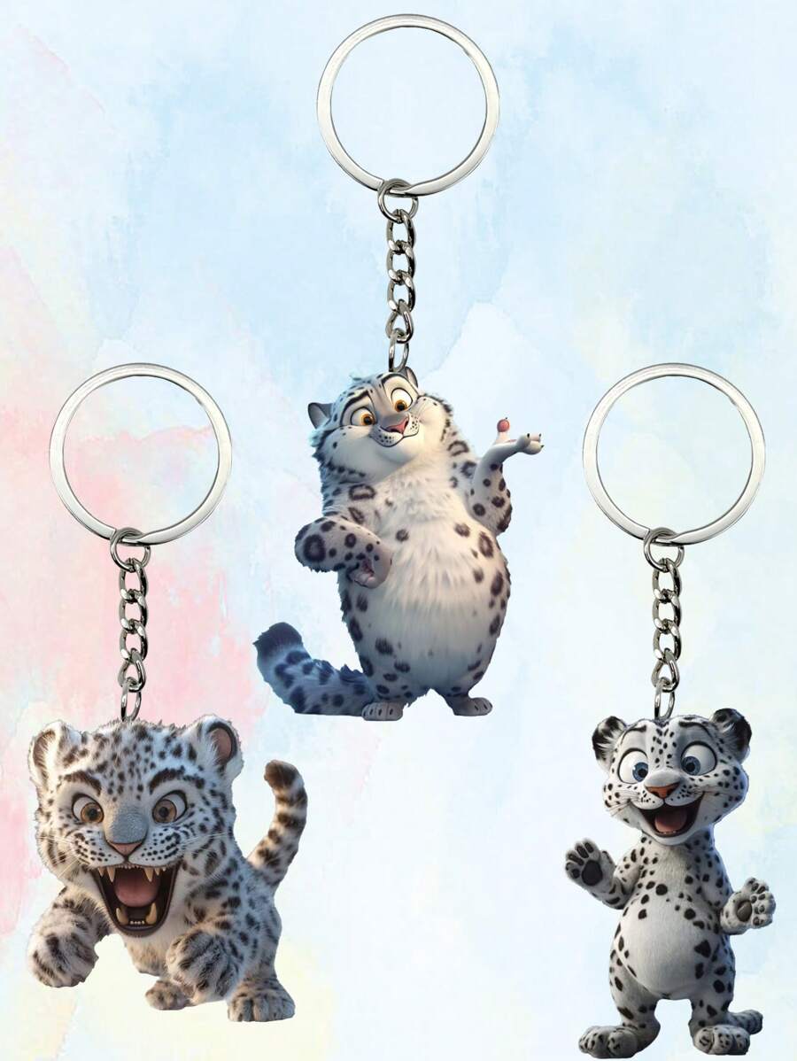 1 件 2D 亚克力雪豹图案钥匙扣吊坠包饰装饰礼物 - 彩色 - 查看 1