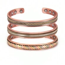 Twisted Pure Copper Magnetic Bracelets Handmade Braided Benefits Adjustable Open Cuff Bangles Women 8.3mm Wide Health Energy Jewelry - Handmade Twisted - View 2